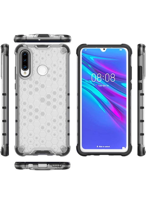 Case Cover Honeycomb Case Shockproof Camera Protection Cover Compatible with  Huawei P30 Lite (White Clear)