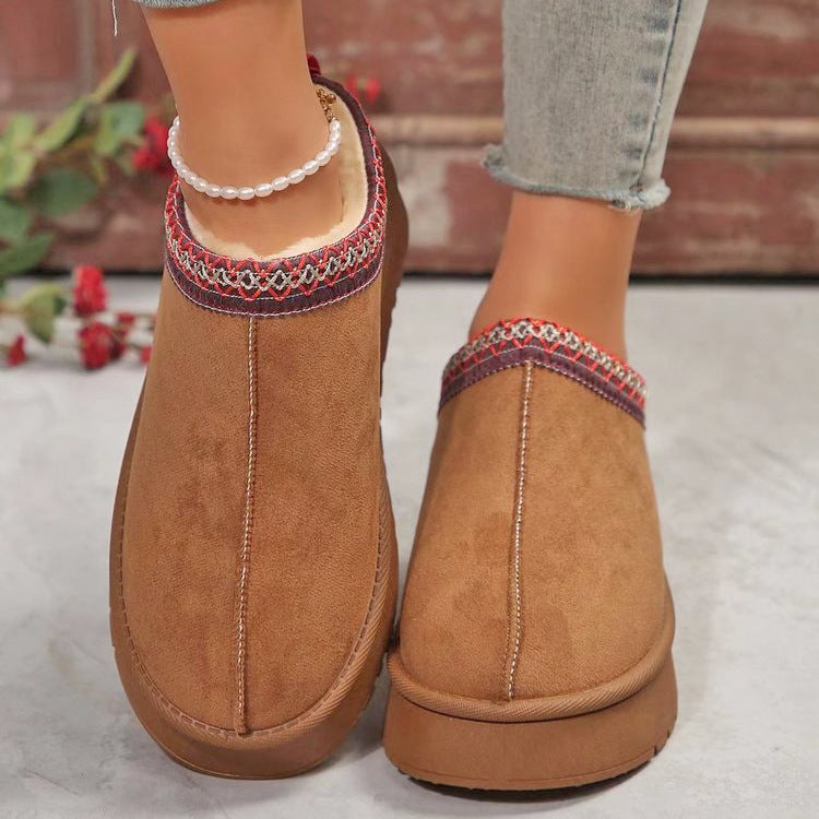 Winter New Snow Boots Fleece-Lined Warm Thick Bottom Baotou Mao Half Slippers Cotton Shoes For Hair - Image 1
