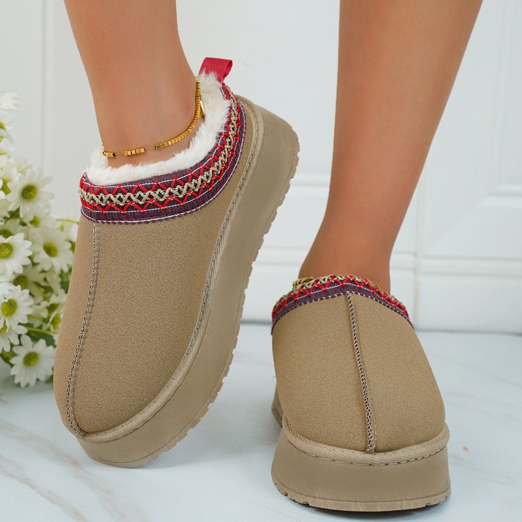 Winter New Snow Boots Fleece-Lined Warm Thick Bottom Baotou Mao Half Slippers Cotton Shoes For Hair - Image 5