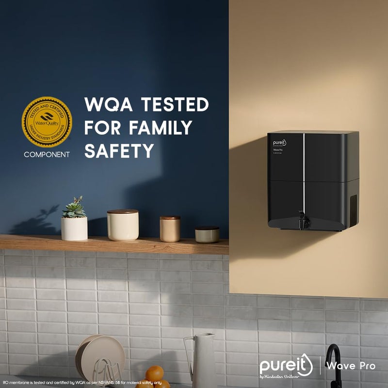 Pureit HUL Pureit Wave Pro Mineral ROUV LED intank 7 stage Purification 7 Litres Capicity Up to 45 Water Savings Suitable for Borewell Tanker Muncipal Water Wall Mountable Black - Image 2
