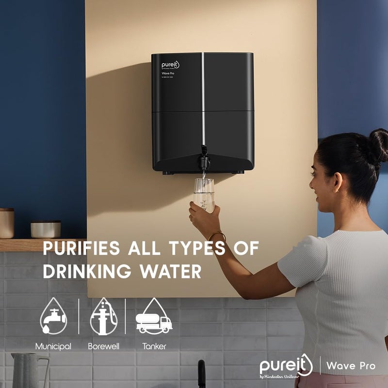 Pureit HUL Pureit Wave Pro Mineral ROUV LED intank 7 stage Purification 7 Litres Capicity Up to 45 Water Savings Suitable for Borewell Tanker Muncipal Water Wall Mountable Black - Image 5