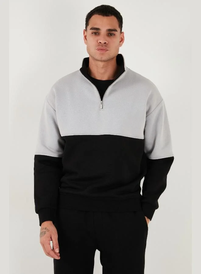 بوراتي سويت رجالي بياقة واقفة وسحاب نصي، بقصة منتظمة، بألوان متداخلة من بوراتي