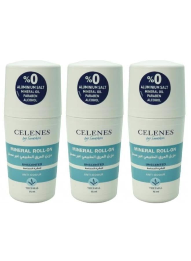 Celenes 3 Pcs Celenes , non-scented thermal metal roll-on for sensitive skin, 75 ml - Image 1
