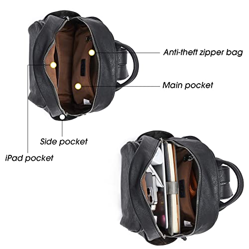 Telena Small Backpack Purse for Women Cute Mini Leather Travel Shoulder Bags Black - Image 4