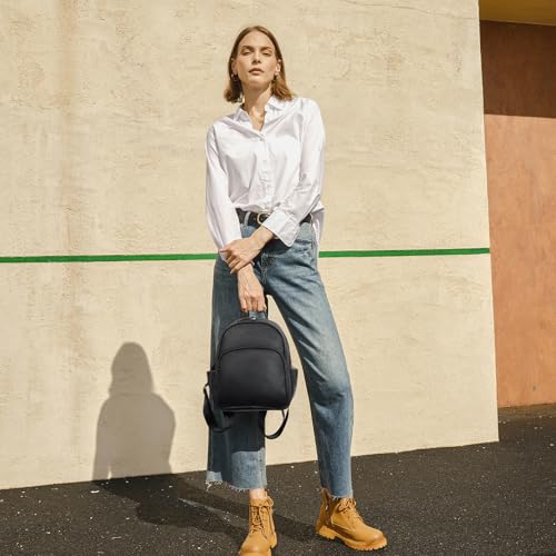 Telena Small Backpack Purse for Women Cute Mini Leather Travel Shoulder Bags Black - Image 2