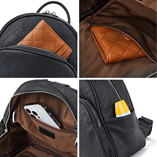 Telena Small Backpack Purse for Women Cute Mini Leather Travel Shoulder Bags Black - Image 5