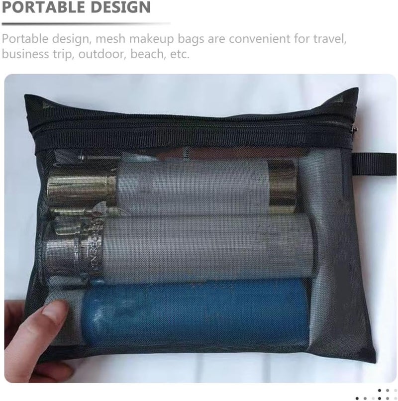3pcs Mesh Zipper Makeup Bag Set Large Medium Small Portable Travel Organizer Pouches for Women Toiletry and Skincare Storage - Image 5