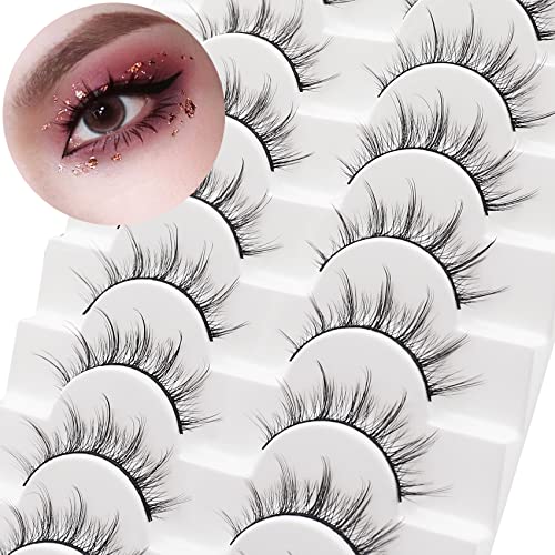 Losha Manga Lashes Fluffy Faux Mink Lashes Natural Look 10 Pairs Asian False Eyelashes Pack Look Like Individual Clusters BC009 - Image 5