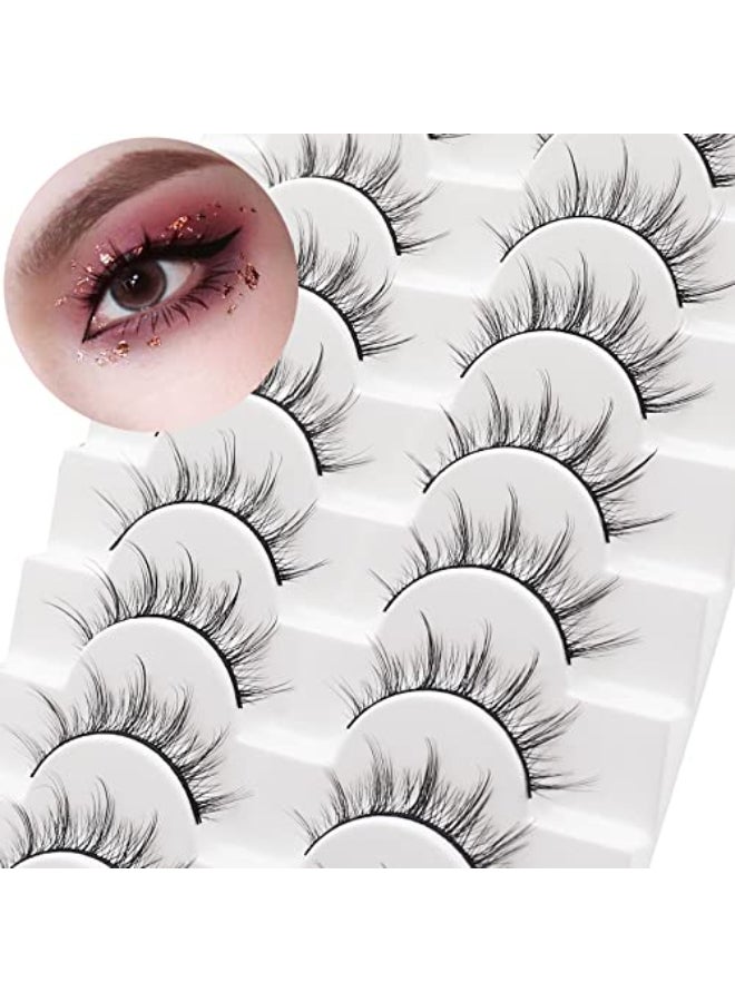 Losha Manga Lashes Fluffy Faux Mink Lashes Natural Look 10 Pairs Asian False Eyelashes Pack Look Like Individual Clusters BC009 - Image 4