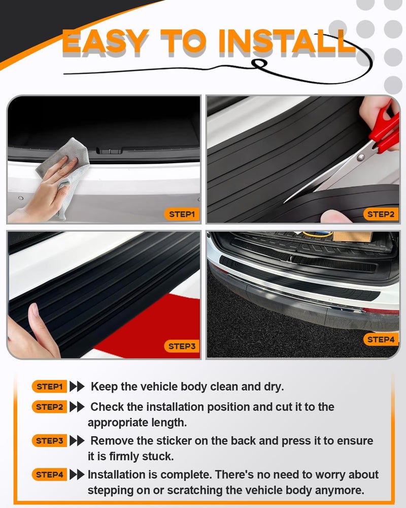 LTDCVTR Car Rear Bumper Protector, 41" x 3.4" Universal Anti-Scratch Rear Bumper Guard for Cars/SUV, Black Heavy Duty Rubber Back Bumper Protector Trunk Automotive Exterior Accessories - Image 5