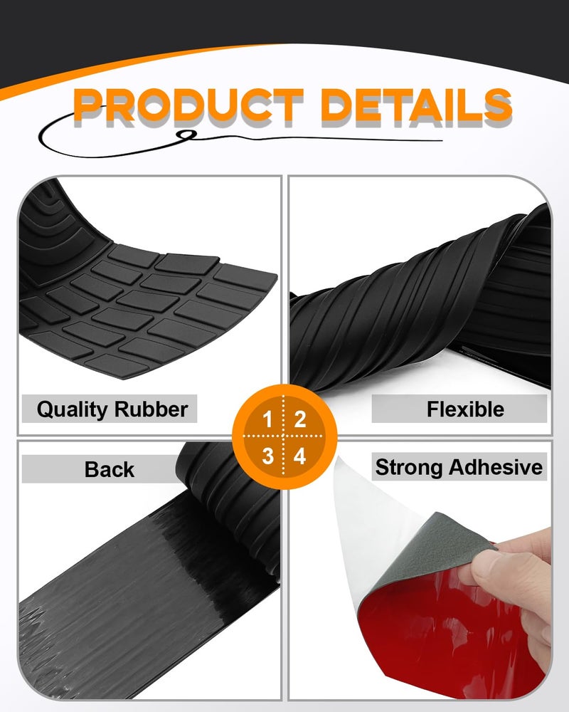 LTDCVTR Car Rear Bumper Protector, 41" x 3.4" Universal Anti-Scratch Rear Bumper Guard for Cars/SUV, Black Heavy Duty Rubber Back Bumper Protector Trunk Automotive Exterior Accessories - Image 3