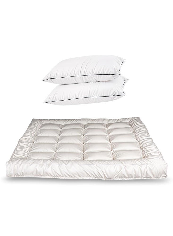 Monwem Bundle 20 cm Mattress Topper with 2 Pillows - Image 1