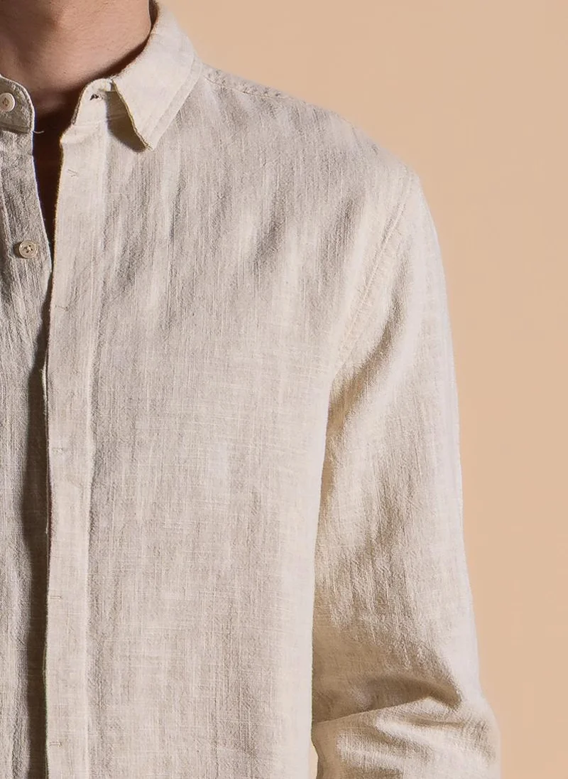 Shapes Beige MIDWEIGHT TEXTURED SHIRT for Men | Best Price UAE