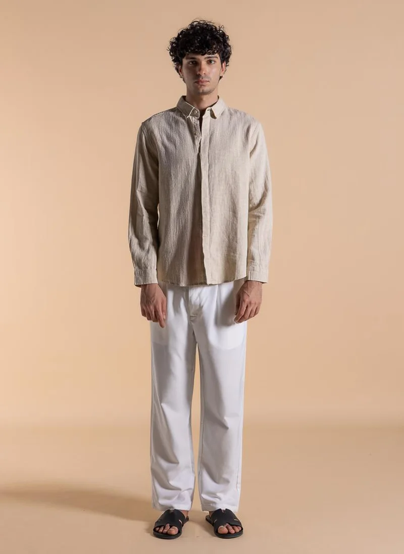 Shapes Beige MIDWEIGHT TEXTURED SHIRT for Men | Best Price UAE