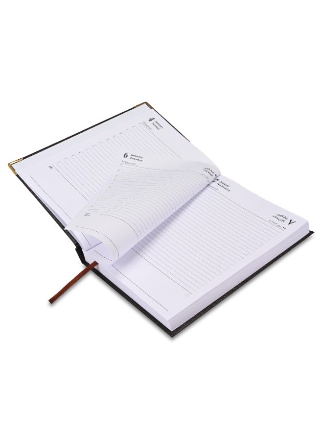 FIS 2026 A5 Diary, 148x210mm Size, 1 Side Padded Vinyl Cover, 1 Day a Page Format, Golden Corners, 60gsm White Paper, English/Arabic, Chocolate Cover-FSDI22AE26CH - Image 4