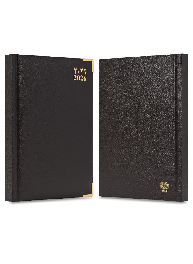 FIS 2026 A5 Diary, 148x210mm Size, 1 Side Padded Vinyl Cover, 1 Day a Page Format, Golden Corners, 60gsm White Paper, English/Arabic, Chocolate Cover-FSDI22AE26CH - Image 2