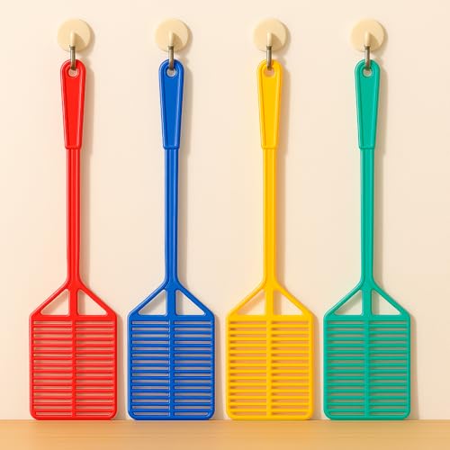 Separate Way Fly Swatter Plastic Square Shaped Manual Fly Swatter with Long Handle Handheld Insect Tool for Home Use Multicolour Pack of 1 - Image 5