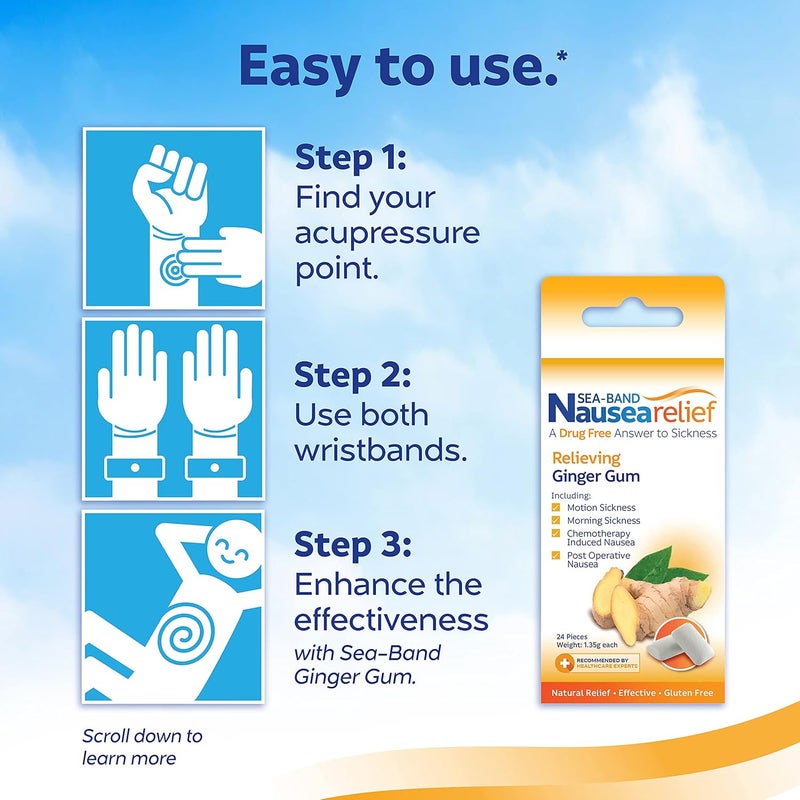 Sea-Band Anti-Nausea Acupressure Wristband for Motion Sickness, Child, 1 pair - Image 5