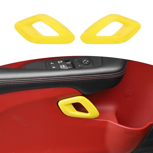 RT-TCZ RTTCZ for Challenger Inner Door Handle Trim Cover for Dodge Challenger 20152023 Yellow Interior Accessories 2pcs - Image 1