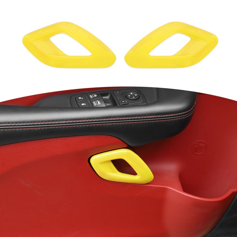 RT-TCZ RTTCZ for Challenger Inner Door Handle Trim Cover for Dodge Challenger 20152023 Yellow Interior Accessories 2pcs - Image 2