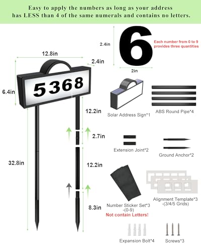 INDARUN Solar Address Signs for Yard Solar Powered House Numbers Sign with Cool White Warm White 45 Leds Lighted Address Numbers In Ground or Wall Mounted IP65 Waterproof StreetYard Signs for Outside - Image 3