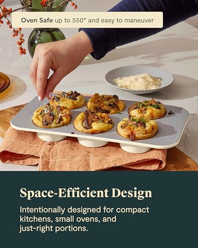 Caraway Mini Bakeware Set – Naturally Non-Stick, Non-Toxic Ceramic Coating – Compact Baking Pans Set for Small Kitchens & Ovens – Includes Baking Sheets, Muffin Pan, Cooling Rack & Storage - Slate - Image 5