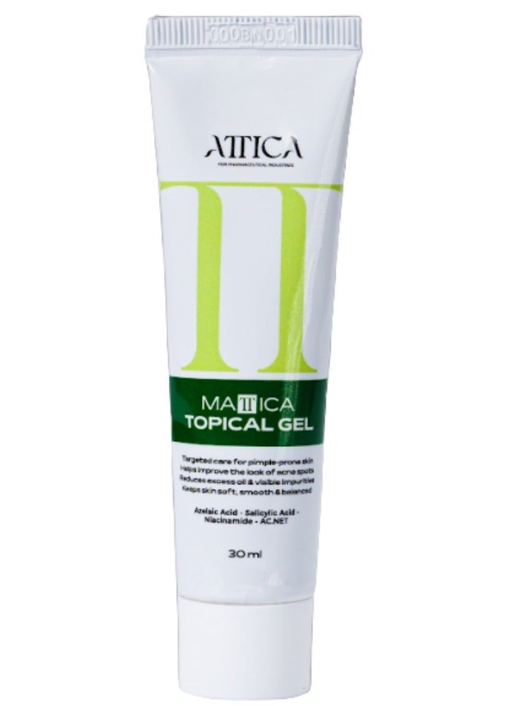 أتيكا ATTICA MATTICA TOPICAL GEL عناية موجهة للبشرة المعرضة للحبوب يساعد على تحسين مظهر آثار الحبوب يقلل من الإفرازات الدهنية الزائدة والشوائب الظاهرة يحافظ على نعومة البشرة وتوازنها حمض الأزيليك - حمض الساليسيليك - النياسيناميد - AC.NET 30 مل - Image 2