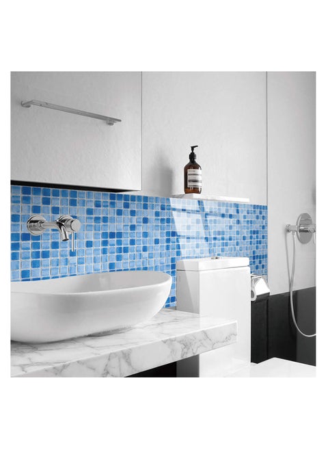 Staggered Blue And Gray 12 In. X 12 In. Peel And Stick Decorative Tile Self-Adhesive Wall Tile Backsplash (10-Tiles