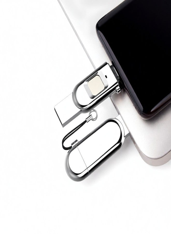 EAGET FU68 64GB USB Flash Drive Type-C USB3.0 Dual-port Metal Fingerprint Encryption U Disk for Smart Phone PC Laptop - Image 2