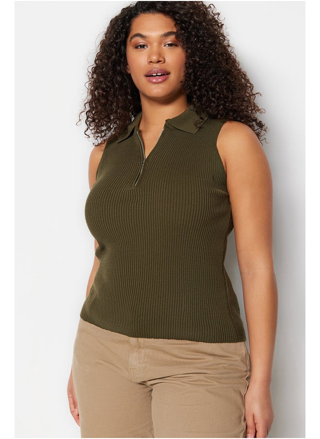 Dark Green Body-Crap, Fine-knit Tricot With Zippered Blouse TBBSS23AF00020 - pzsku/ZDBE21A2E04555638D61EZ/45/_/1730940015/18745304-7952-4621-83d3-5d7aaff8cf4a