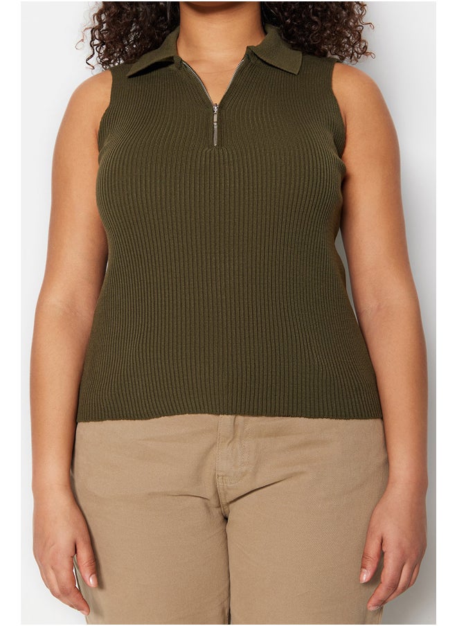 Dark Green Body-Crap, Fine-knit Tricot With Zippered Blouse TBBSS23AF00020 - pzsku/ZDBE21A2E04555638D61EZ/45/_/1730940017/3ecebe28-dfca-4a36-ab0f-2f2215b8e809