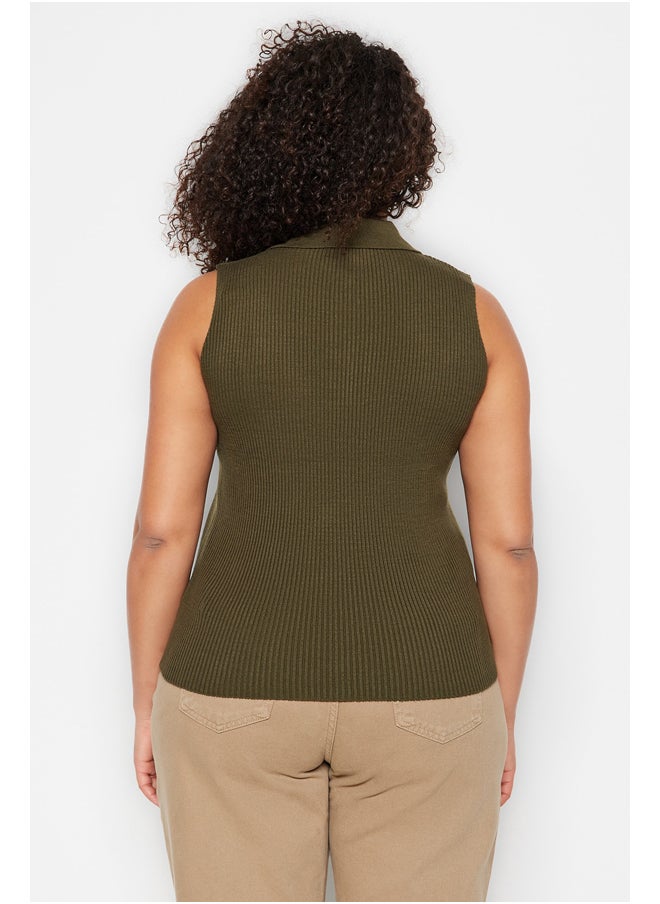 Dark Green Body-Crap, Fine-knit Tricot With Zippered Blouse TBBSS23AF00020 - pzsku/ZDBE21A2E04555638D61EZ/45/_/1730940023/30b76e0e-0d27-4ce8-8ac5-f0a6f9fee734