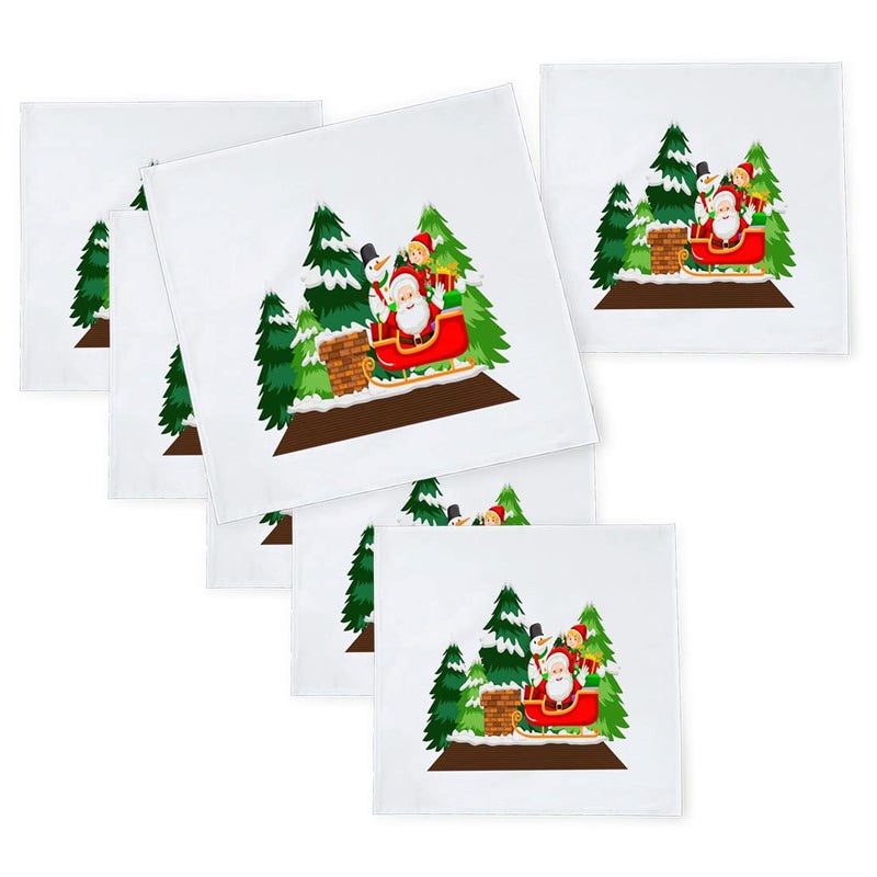 Khakee مناديل طاولة حرير بموضوع عيد الميلاد 6 قطع 10x10 لتزيين عيد الميلاد زينة عيد الميلاد هدية عيد الميلاد xmas21794 - Image 1