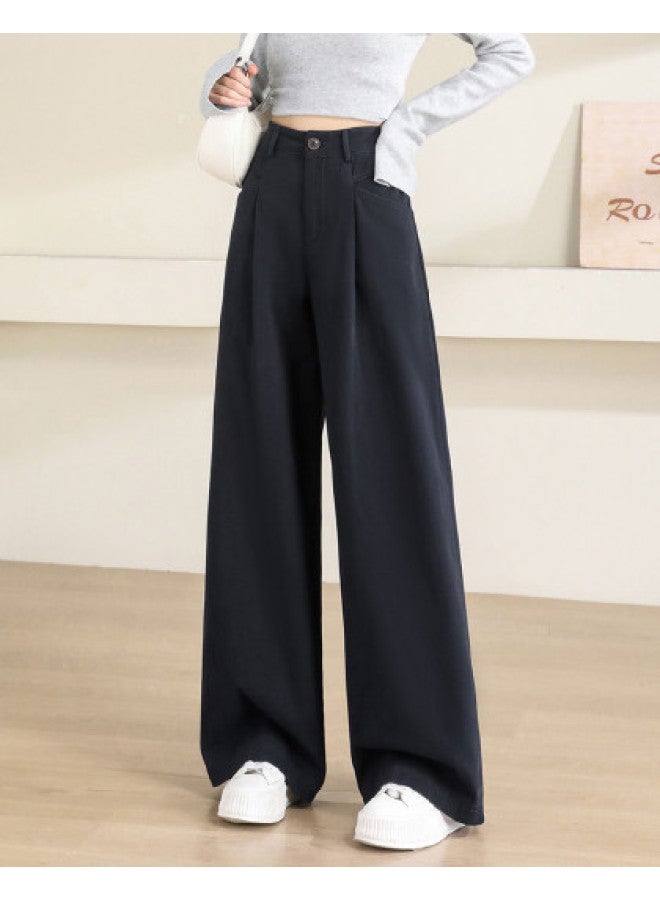 Hstyle سروال واسع بطول الأرضية بخصر مرتفع - سروال كاجوال فضفاض مع طيات عتيقة للنساء - Image 1