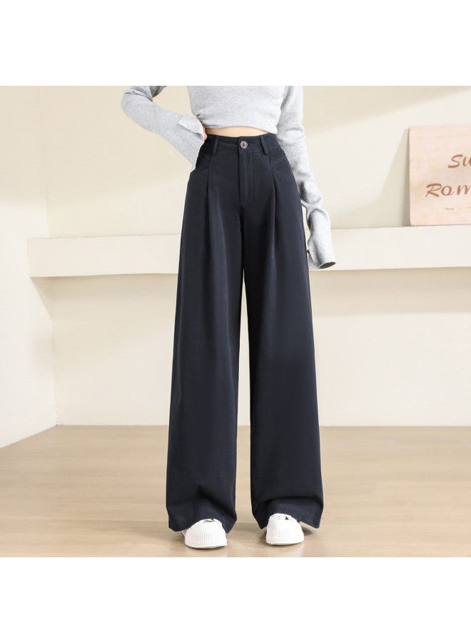 Hstyle سروال واسع بطول الأرضية بخصر مرتفع - سروال كاجوال فضفاض مع طيات عتيقة للنساء - Image 3