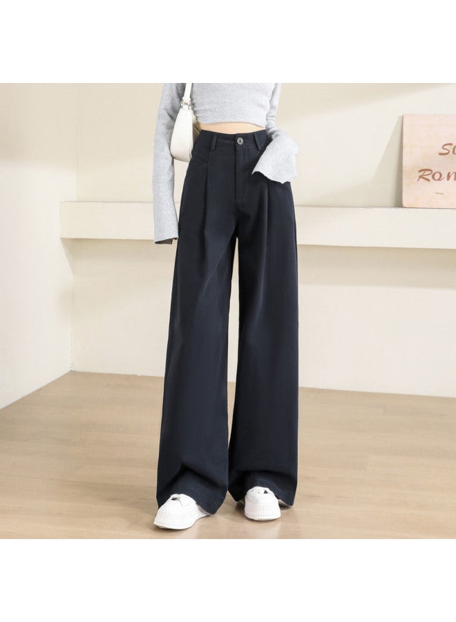 Hstyle سروال واسع بطول الأرضية بخصر مرتفع - سروال كاجوال فضفاض مع طيات عتيقة للنساء - Image 4