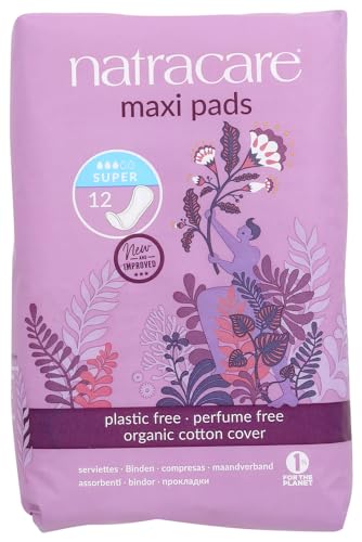 Natracare Maxi Pads Super with Organic Cotton Cover, 12 Count (Pack of 5) - Image 1