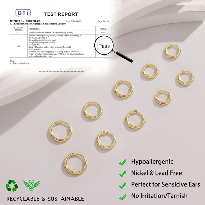 Gokeey 5 Pairs Small Gold Hoop Earrings for Women Men Dainty Mini Small Gold Huggie Hoops Earrings Stacks for Women Men Hypoallergenic Cute Tiny Cartilage Helix Hoop Earring Set for Multiple Piercing Jewelry Gift - Image 3