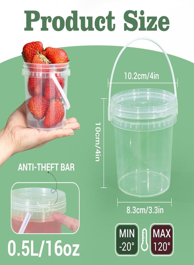 ASEVAT Airtight Clear Plastic Bucket with Lid, Ice Buckets for Parties, Reusable Ice Cream Tub with Handle, Food Storage Container, Food Grade Freezer and Microwave Safe for Sauce, Soup (16 OZ/500 ML) - Image 5