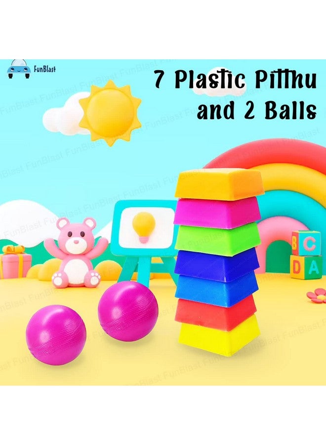 فنبلاست لعبة بيتو فان بلاست للأطفال - لاغوري، لعبة بيتو، ساتودييو، ألعاب تقليدية، تتضمن 7 بيتو بلاستيكية وكرتين، ألعاب خارجية وألعاب للأطفال من سن 3 سنوات فما فوق، أولاد وبنات - متعددة الألوان - Image 3