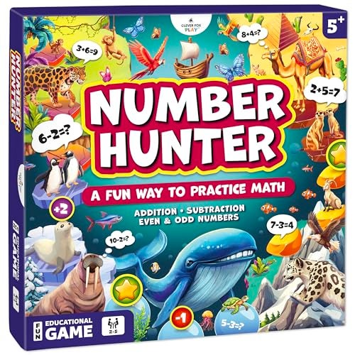Clever Fox Play Number Hunter Math Board Game Addition Subtraction Math Game for Kids 57 Year Old Fun Educational STEM Toy for 5 Year Old Kindergarten 1st3rd Grade Homeschool Family - Image 1