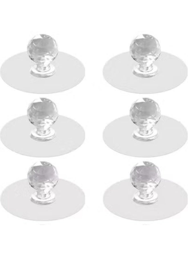 Cabinet Drawer Pulls, Clear Crystal Diamond Shaped Pull Handles for Wardrobe, Kitchen Cabinet, Bathroom Cupboard, Furniture Door Window Self-Adhesive No Drilling, 6 Pack Push and Pull Handles - Image 1