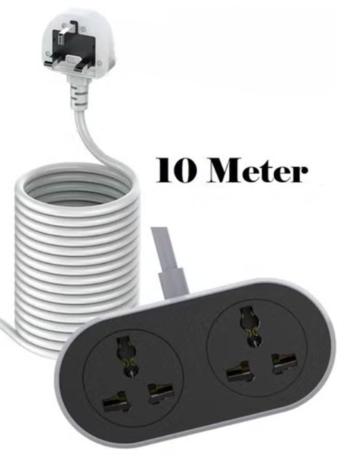 ريبنيو سلك تمديد بطول 10 أمتار، مقابس كهربائية عالمية ثنائية الاتجاه، منفذ عالمي بقوة 2500 وات، تمديد للسفر والمنزل والمكتب للاستخدام الخارجي/الداخلي - Image 1
