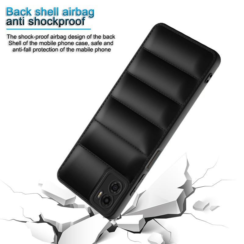 Plus Puffer Case Camera Protection Soft Back Cover for Motorola Moto E32 | Motorola Moto E22s - Black - Image 4