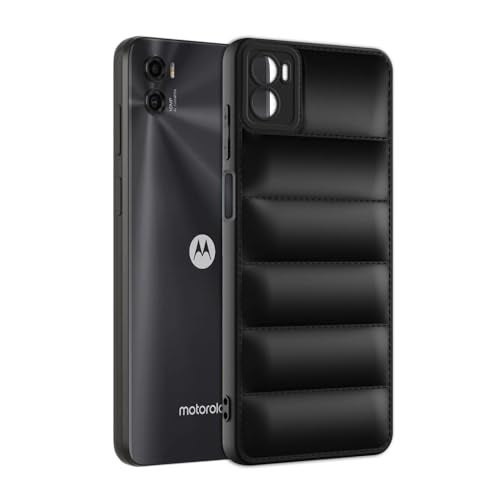Plus Puffer Case Camera Protection Soft Back Cover for Motorola Moto E32 | Motorola Moto E22s - Black - Image 3
