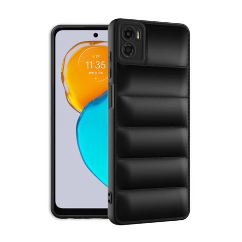 Plus Puffer Case Camera Protection Soft Back Cover for Motorola Moto E32 | Motorola Moto E22s - Black - Image 2