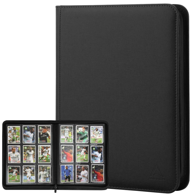 Arkeiliy 9 Pocket Trading Card Binder 540 Capacity with Zip Closure - Premium Double Sided PU Leather Card Protector, Hold & Organize Cards for TCG, MTG, Sports Cards (Black) - Image 1