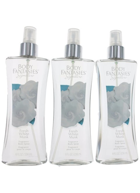 Fresh White Musk by Body Fantasies 3 Pack 8oz Fragrance Body Spray women