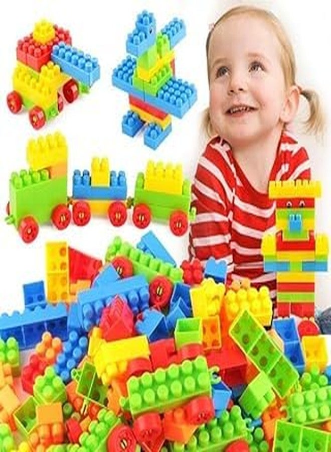 HARPATI 100+ Most Economical Medium Size Blocks Smart Activity Fun and Learning Train Blocks for Kids, Building Blocks for Kids Best Gift Toy (100Pcs Tetris Blocks),Multicolor - Image 1