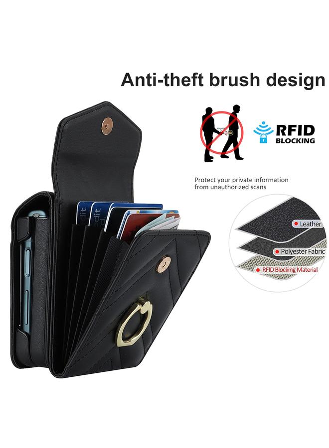 اس-توب جراب لهاتف Motorola Razr 40 Ultra / Razr 2023 جراب هاتف بفتحة بطاقة RFID على شكل حرف V مع حامل حلقي - Image 5